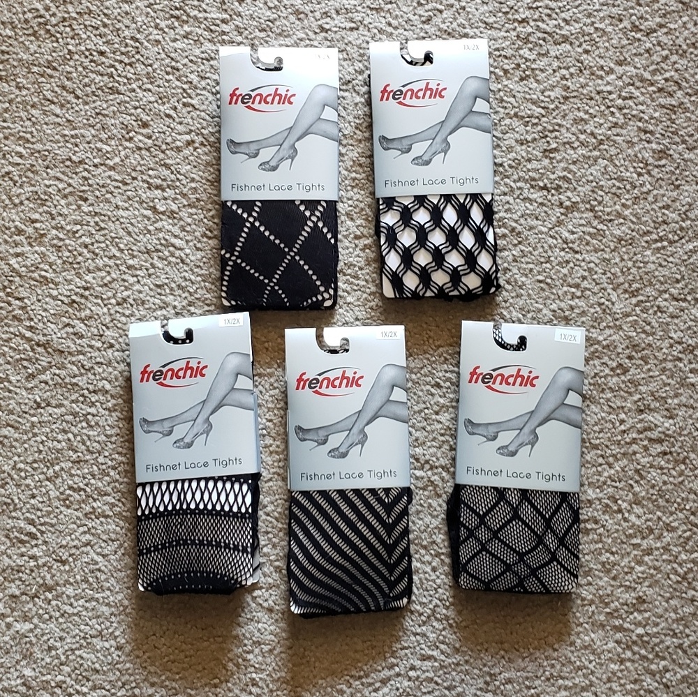 Variety set of 5 fishnet lace tights
